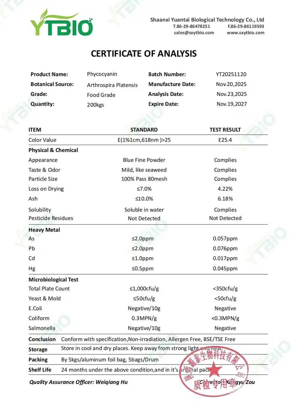 Blue Spirulina Phycocyanin Powder Blue Spirulina Phycocyanin Powder